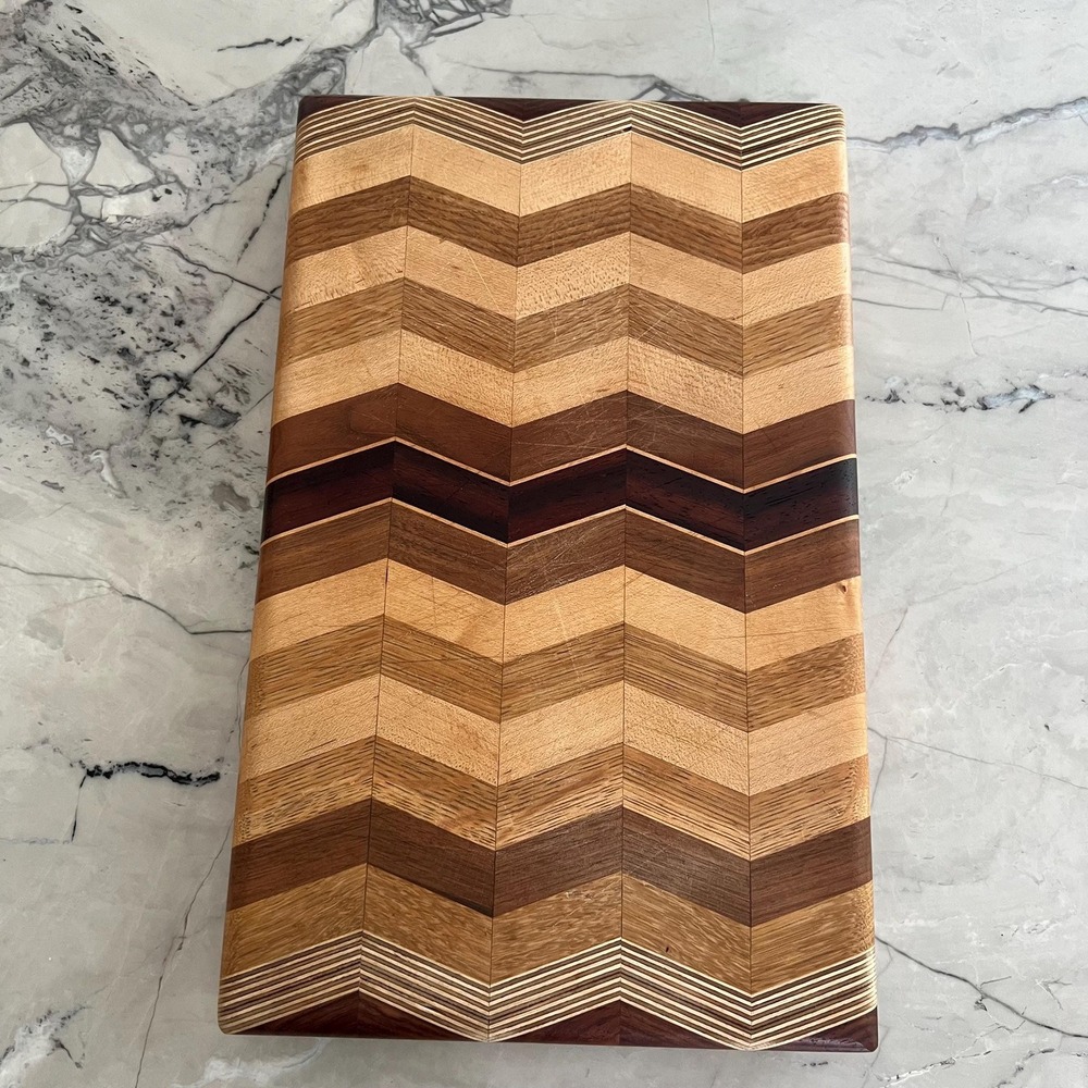 Exotic wood chevron cutting board by David Levy - Picture 6 of 9